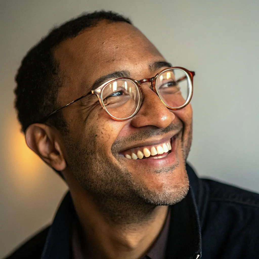 Man with glasses smiling